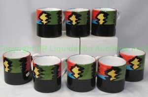 lot 303 image: Grazia Deruto hand crafted Italian ceramic artista coffee mug set, 8 count, bid is times the quantity