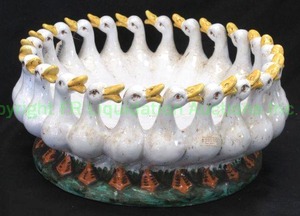 lot 299 image: Italian ceramic anatra maschio drake center piece bowl, 14 wide