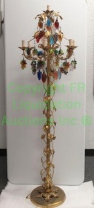 lot 189 image: Italian art glass accent on metal base chandelier lamp, 65 tall