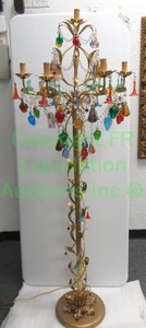 lot 190 image: Italian art glass accent on metal base chandelier lamp, 68 tall