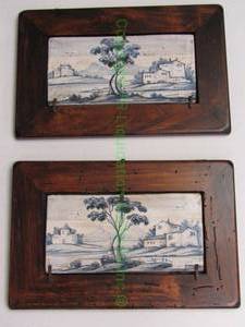 lot 192 image: Tuscan country Italian ceramic wood framed wall art, 15.5 x 10
