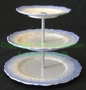 lot 258 image: Italian ceramic triple tier serving tray