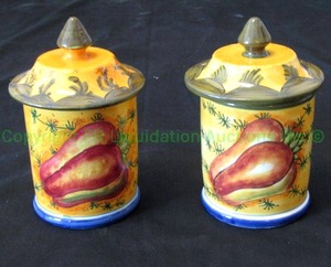 lot 260 image: Ceramiche Artistiche finial lid canisters, 4 tall each