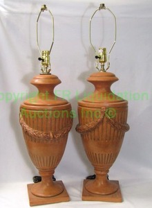 lot 262 image: Tuscan urn lamp set, 32 tall, bid is times the quantity