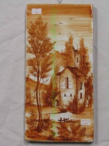 lot 432 image: Artist signed Italian ceramic wall decor tile, 9.5 x 14