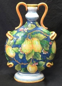 lot 276 image: Italian ceramic frutta decor bottle, 20 tall