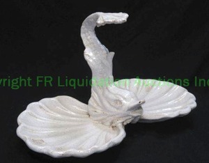 lot 310 image: Ceramiche Darte Gubbio hand crafted Italian ceramic pesce dipping bowl,  7 tall x 14 wide