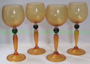 lot 316 image: Murano Antichi Angeli Venetian hand blown glass goblets, 10 tall each, 4 count, bid is times the quantity