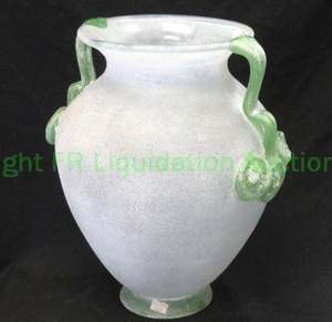 lot 318 image: Murano hand blown glass frosted glassato amphora vase, 14 tall