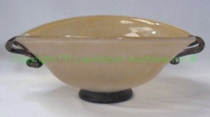 lot 319 image: Murano artist signed hand blown glass center piece bowl, 14 wide