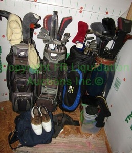 lot 27 image: Golf clubs and golf accessories as shown