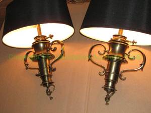lot 39 image: Matching Brass hanging lamps
