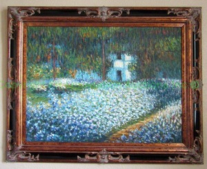 lot 1 image: Oil painting on canvas Bluebonnets unsigned 50.5 x 41 ornate framed