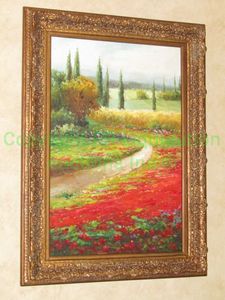 lot 8 image: Oil painting on canvas board Italian country side unsigned 44.50 x 33 ornate framed