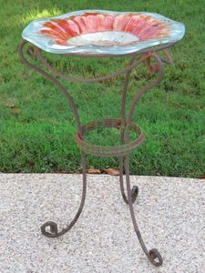 lot 520 image: Glass top wrought iron bird bath