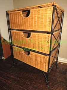 lot 81 image: Wicker and metal frame storage drawers, 12 x 18 x 26