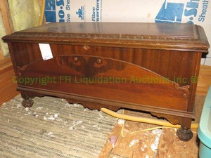 lot 84 image: Antique 1927 Lane Dowling dowry chest cedar wood lined, 23 x 48 x 18