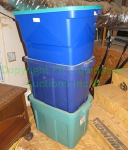 lot 85 image: Roughneck and Sunshine storage totes with lids, 3 count