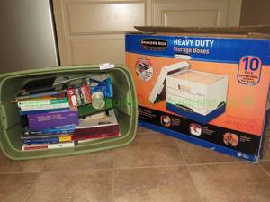 lot 184 image: Office supplies including heavy duty banker boxes