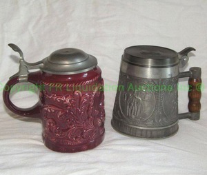 lot 49 image: German pewter & Holland ceramic made steins
