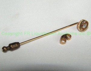 lot 390 image: Antique 14K gold with Diamond stick pin and 14K earring backer