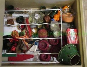 lot 134 image: Assorted napkin rings and more as shown contents of drawer