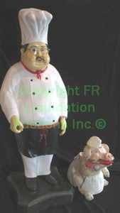lot 176 image: Large figural chef 26 tall and chef pig statues (Plastic filled)
