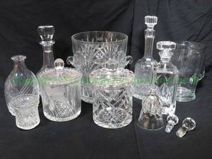 lot 393 image: Lead crystal serving ware including a Gorham decantor