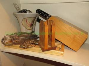 lot 359 image: Carving knives, whisks and more as shown