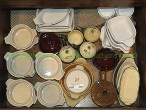 lot 400 image: Assorted stoneware serving dishes as shown