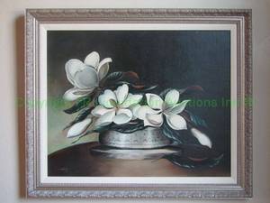 lot 218 image: signed C.T. Bailey Giclee on canvas Flowers framed 29.75 x 30.50