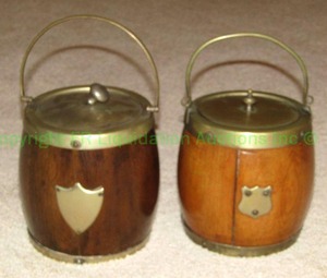 lot 205 image: Vintage EPNS tobacco humidor jars