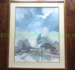 lot 333 image: Watercolor print on paper Clouds, Cartmell artist framed 38 x 32