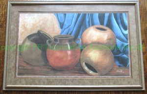 lot 334 image: Print on paper amphora urns framed 34 x 51.50