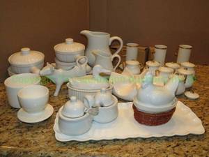 lot 392 image: Assorted white ceramic and glass serving dishes as shown