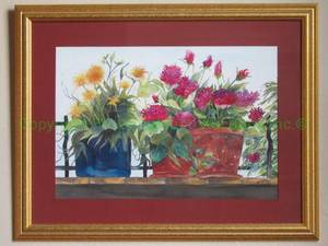 lot 280 image: Watercolor on paper Floral signed measuring 19 x 12 framed