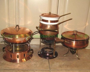 lot 330 image: Copper chafing ware as shown