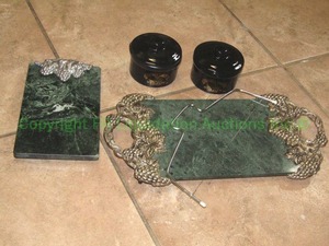 lot 298 image: Godinger silver art solid marble cutting boards plus