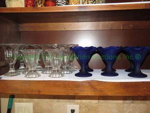 lot 404 image: Frosted Cobalt blue made in Italy desert cups and more a shown