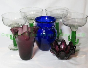 lot 414 image: Hand blown glass ware as shown