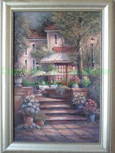 lot 291 image: Embossed  Print on paper Italian Cafe, artist Bjorkland framed 42.5 x 30.5