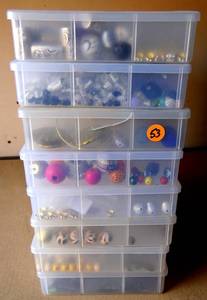 lot 53 image: LARGE COLLECTION OF DECORATIVE BEADS WITH PROTECTIVE SORTING CONTAINERS