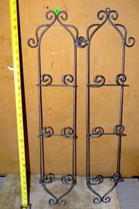 lot 71 image: PAIR OF DECORITIVE METAL WALL HANGERS