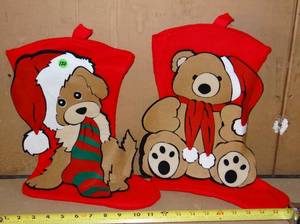 lot 120 image: ADORABLE DOG AND BEAR CHRISTMAS STOCKINGS