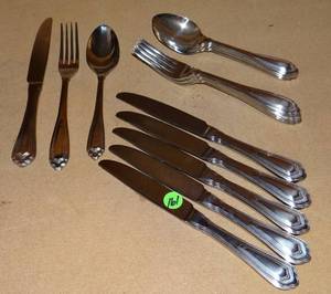 lot 161 image: SERVING FOR 6 - STAINLESS FLATWARE