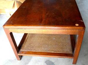 lot 277 image: VINTAGE WOODEN AND MESH COFFEE TABLE