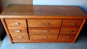 lot 373 image: 9 DRAWER OAK DRESSER