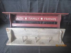 lot 334 image: 2 - WALL COAT RACK&nbsp &amp WALL SHELF&nbsp
