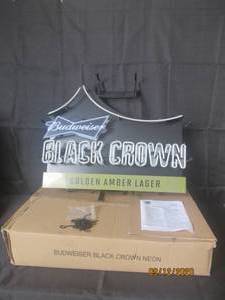lot 336 image: BUDWEISER BLACK CROWN BEER NEON SIGN 91406&nbsp&nbsp30 W X 25  H&nbsp&nbsp MISSING POWER CORD SUPPLY&nbsp ADAPTER CHARGER &nbsp &amp HAS CHIP SEE PIC&nbsp