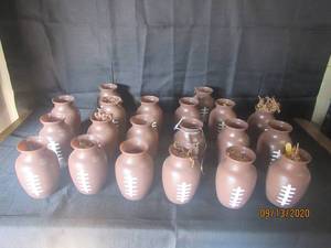 lot 415 image: 20 HAND PAINTED FOOTBALL GLASS VASES GREAT FOR SUPERBOWL PARTY DECOR